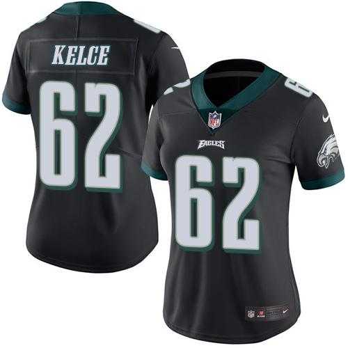 Women's Nike Philadelphia Eagles #62 Jason Kelce Black Stitched NFL Limited Rush Jersey