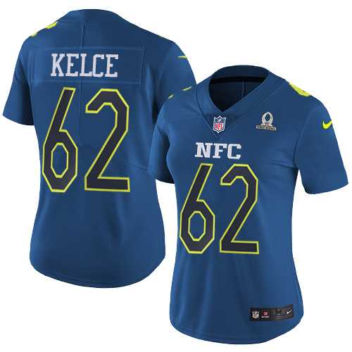 Women's Nike Philadelphia Eagles #62 Jason Kelce Navy Stitched NFL Limited NFC 2017 Pro Bowl Jersey