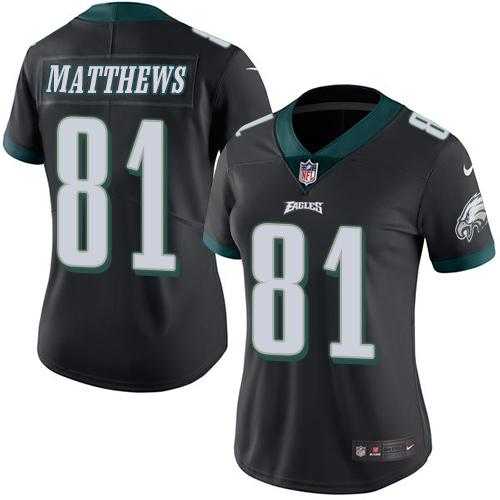 Women's Nike Philadelphia Eagles #81 Jordan Matthews Black Stitched NFL Limited Rush Jersey
