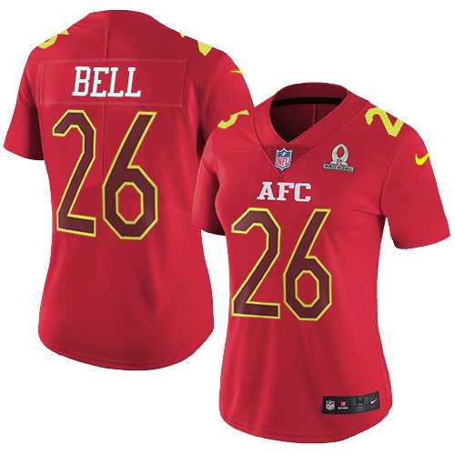 Women's Nike Pittsburgh Steelers #26 Le'Veon Bell Red Stitched NFL Limited AFC 2017 Pro Bowl Jersey