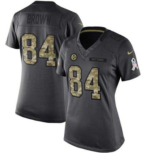 Women's Nike Pittsburgh Steelers #84 Antonio Brown Anthracite Stitched NFL Limited 2016 Salute to Service Jersey