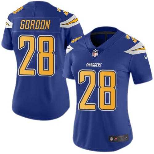 Women's Nike San Diego Chargers #28 Melvin Gordon Electric Blue Stitched NFL Limited Rush Jersey