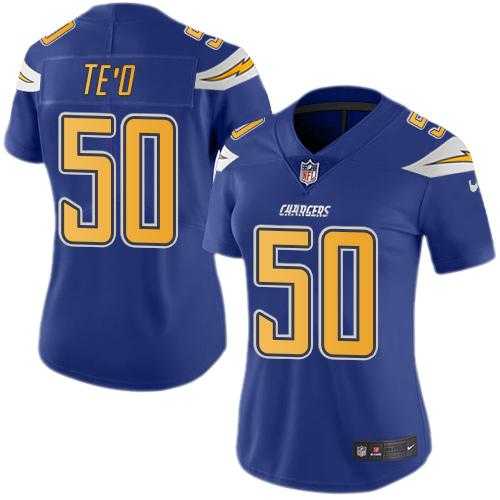 Women's Nike San Diego Chargers #50 Manti Te'o Electric Blue Stitched NFL Limited Rush Jersey