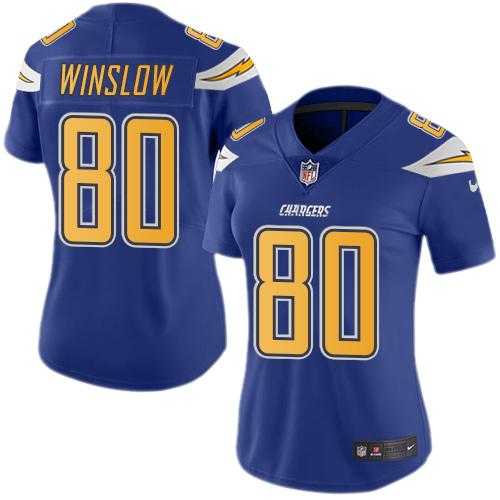 Women's Nike San Diego Chargers #80 Kellen Winslow Electric Blue Stitched NFL Limited Rush Jersey