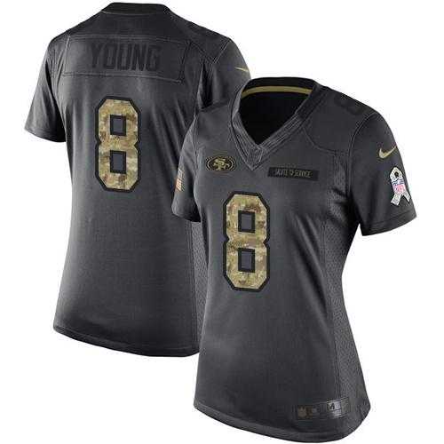 Women's Nike San Francisco 49ers #8 Steve Young Anthracite Stitched NFL Limited 2016 Salute to Service Jersey