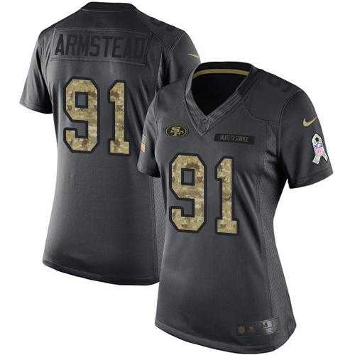 Women's Nike San Francisco 49ers #91 Arik Armstead Anthracite Stitched NFL Limited 2016 Salute to Service Jersey