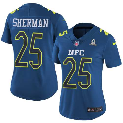 Women's Nike Seattle Seahawks #25 Richard Sherman Navy Stitched NFL Limited NFC 2017 Pro Bowl Jersey