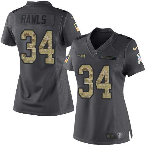 Women's Nike Seattle Seahawks #34 Thomas Rawls Anthracite Stitched NFL Limited 2016 Salute to Service Jersey