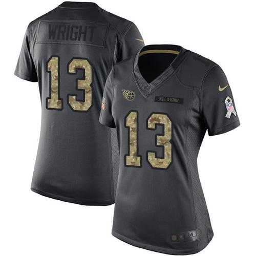 Women's Nike Tennessee Titans #13 Kendall Wright Anthracite Stitched NFL Limited 2016 Salute to Service Jersey
