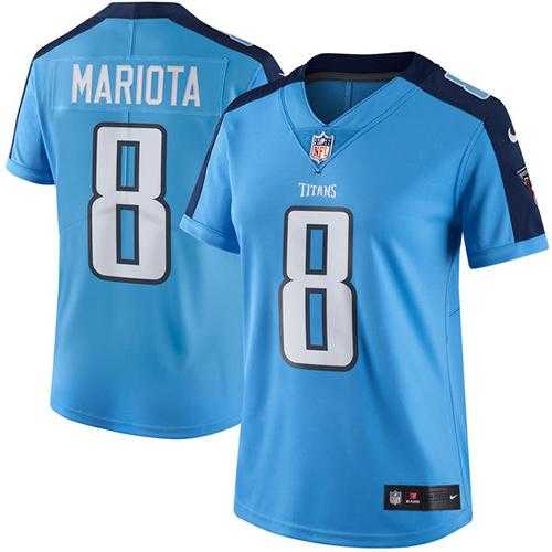Women's Nike Tennessee Titans #8 Marcus Mariota Light Blue Stitched NFL Limited Rush Jersey