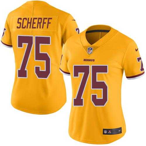 Women's Nike Washington Redskins #75 Brandon Scherff Gold Stitched NFL Limited Rush Jersey