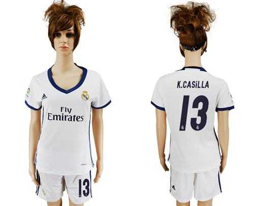 Women's Real Madrid #13 K.Casilla Home Soccer Club Jersey