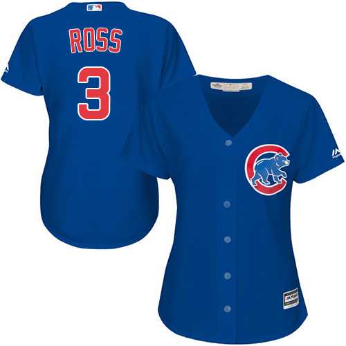 Women Chicago Cubs #3 David Ross Blue Alternate Stitched MLB Jersey