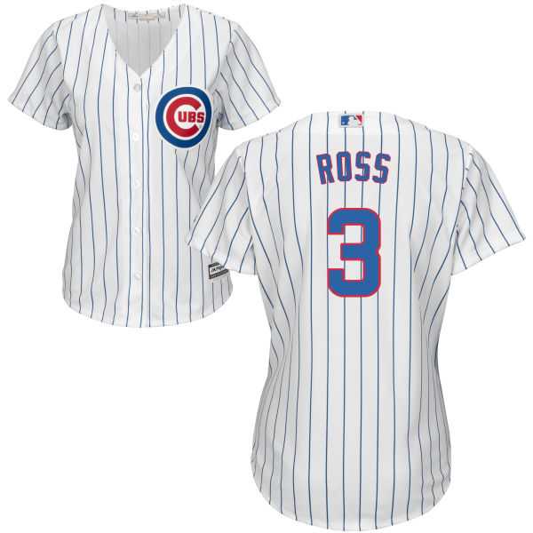 Women Chicago Cubs #3 David Ross White Alternate Stitched MLB Jersey