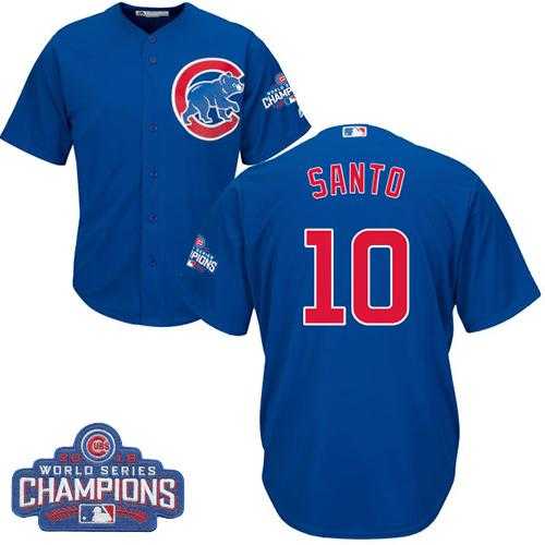 Youth Chicago Cubs #10 Ron Santo Blue Alternate 2016 World Series Champions Stitched Baseball Jersey