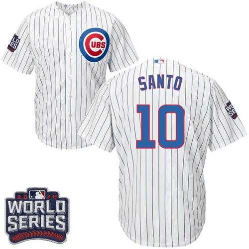 Youth Chicago Cubs #10 Ron Santo White Home 2016 World Series Bound Stitched Baseball Jersey