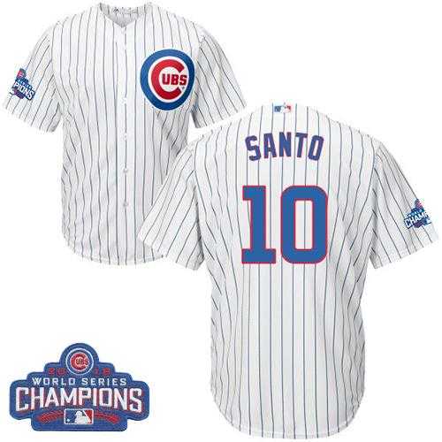 Youth Chicago Cubs #10 Ron Santo White Home 2016 World Series Champions Stitched Baseball Jersey