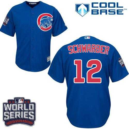 Youth Chicago Cubs #12 Kyle Schwarber Blue Alternate 2016 World Series Bound Stitched Baseball Jersey