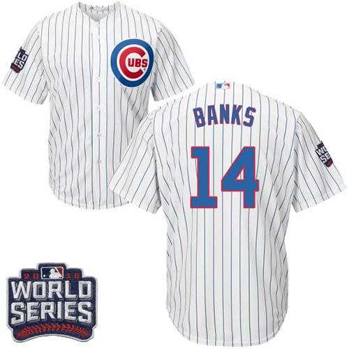 Youth Chicago Cubs #14 Ernie Banks White Home 2016 World Series Bound Stitched Baseball Jersey