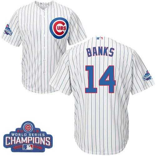 Youth Chicago Cubs #14 Ernie Banks White Home 2016 World Series Champions Stitched Baseball Jersey