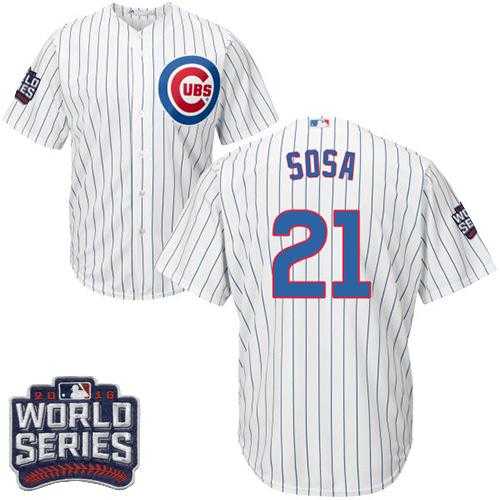 Youth Chicago Cubs #21 Sammy Sosa White Home 2016 World Series Bound Stitched Baseball Jersey
