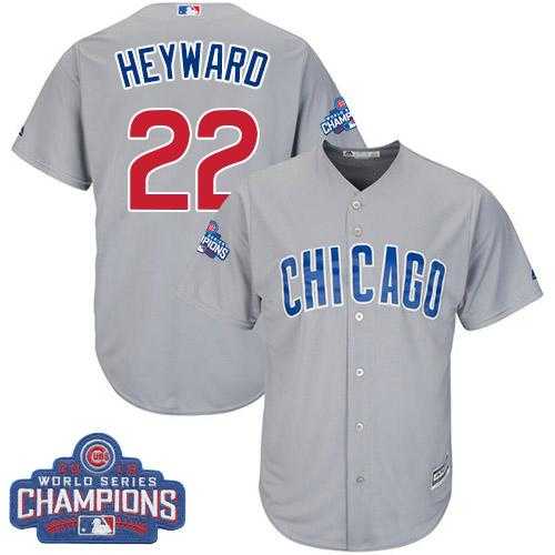 Youth Chicago Cubs #22 Jason Heyward Grey Road 2016 World Series Champions Stitched Baseball Jersey