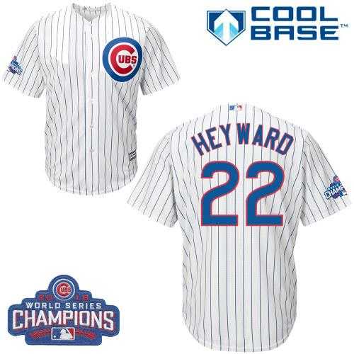 Youth Chicago Cubs #22 Jason Heyward White Home 2016 World Series Champions Stitched Baseball Jersey