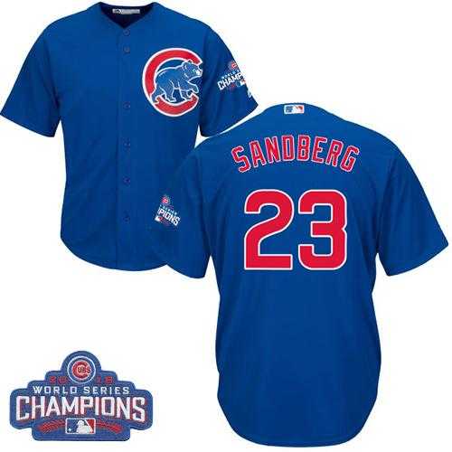 Youth Chicago Cubs #23 Ryne Sandberg Blue Alternate 2016 World Series Champions Stitched Baseball Jersey