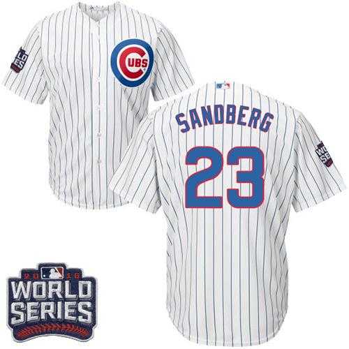 Youth Chicago Cubs #23 Ryne Sandberg White Home 2016 World Series Bound Stitched Baseball Jersey