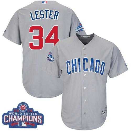 Youth Chicago Cubs #34 Jon Lester Grey Road 2016 World Series Champions Stitched Baseball Jersey