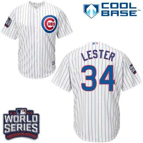 Youth Chicago Cubs #34 Jon Lester White Home 2016 World Series Bound Stitched Baseball Jersey