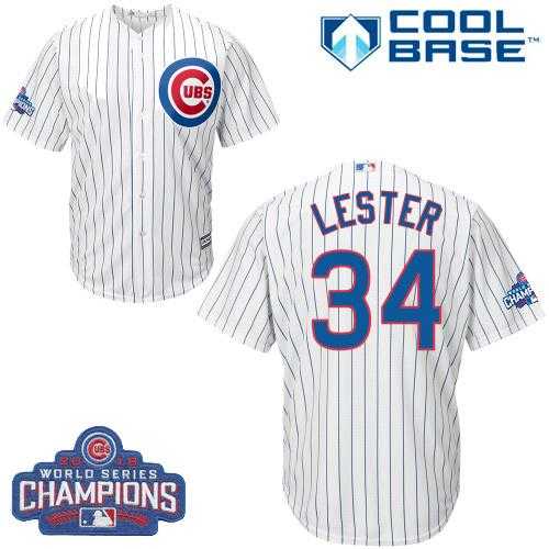 Youth Chicago Cubs #34 Jon Lester White Home 2016 World Series Champions Stitched Baseball Jersey