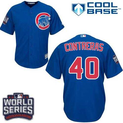 Youth Chicago Cubs #40 Willson Contreras Blue Alternate 2016 World Series Bound Stitched Baseball Jersey