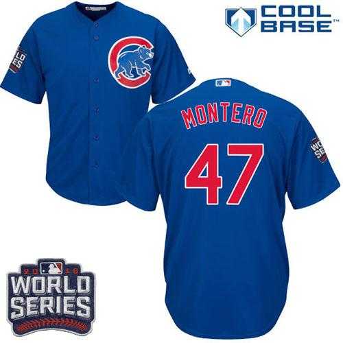 Youth Chicago Cubs #47 Miguel Montero Blue Alternate 2016 World Series Bound Stitched Baseball Jersey
