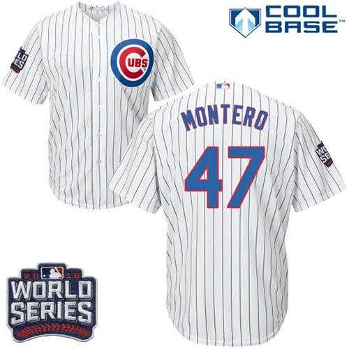 Youth Chicago Cubs #47 Miguel Montero White Home 2016 World Series Bound Stitched Baseball Jersey