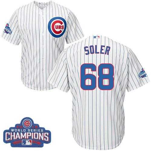 Youth Chicago Cubs #68 Jorge Soler White Home 2016 World Series Champions Stitched Baseball Jersey