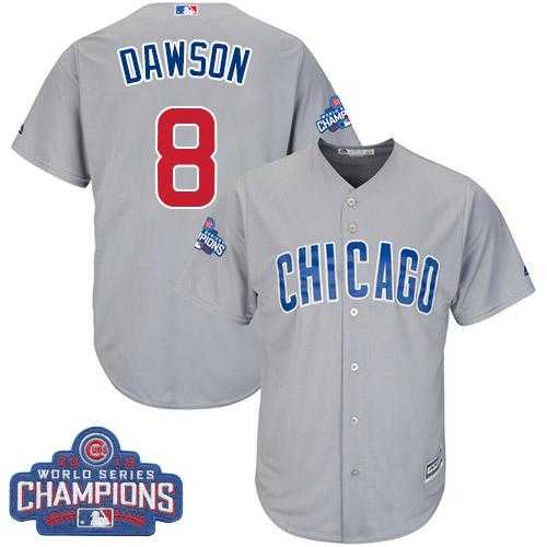 Youth Chicago Cubs #8 Andre Dawson Grey Road 2016 World Series Champions Stitched Baseball Jersey