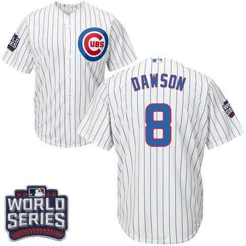 Youth Chicago Cubs #8 Andre Dawson White Home 2016 World Series Bound Stitched Baseball Jersey