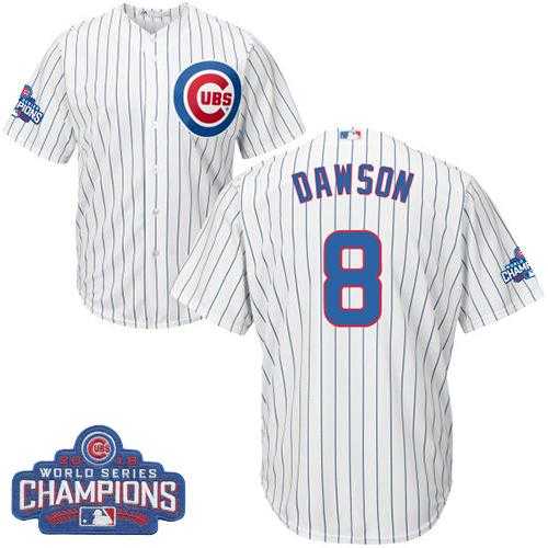 Youth Chicago Cubs #8 Andre Dawson White Home 2016 World Series Champions Stitched Baseball Jersey