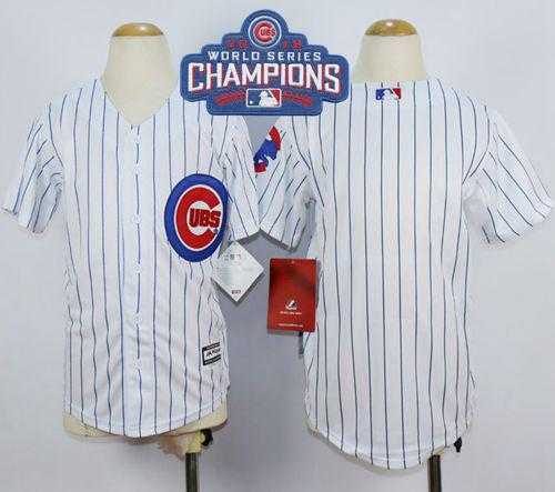Youth Chicago Cubs Blank White Home 2016 World Series Champions Stitched Baseball Jersey