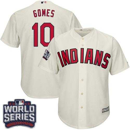 Youth Cleveland Indians #10 Yan Gomes Cream Alternate 2016 World Series Bound Stitched Baseball Jersey