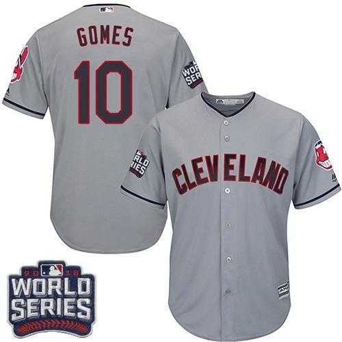Youth Cleveland Indians #10 Yan Gomes Grey Road 2016 World Series Bound Stitched Baseball Jersey