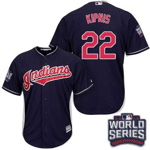 Youth Cleveland Indians #22 Jason Kipnis Navy Blue Alternate 2016 World Series Bound Stitched Baseball Jersey