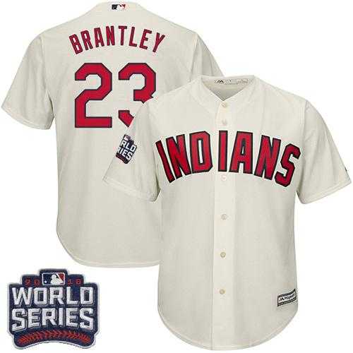 Youth Cleveland Indians #23 Michael Brantley Cream Alternate 2016 World Series Bound Stitched Baseball Jersey