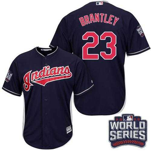Youth Cleveland Indians #23 Michael Brantley Navy Blue Alternate 2016 World Series Bound Stitched Baseball Jersey