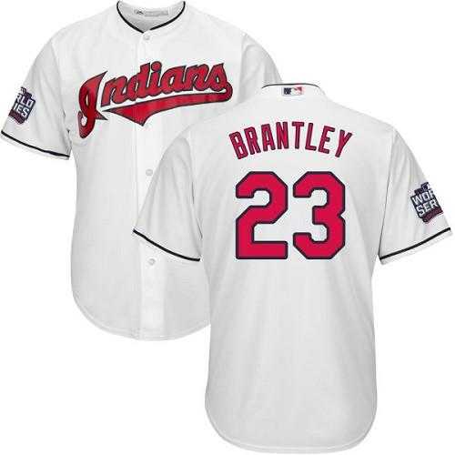 Youth Cleveland Indians #23 Michael Brantley White Cool Base 2016 World Series Bound Stitched Baseball Jersey