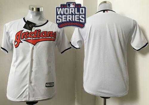 Youth Cleveland Indians Blank White Cool Base 2016 World Series Bound Stitched Baseball Jersey