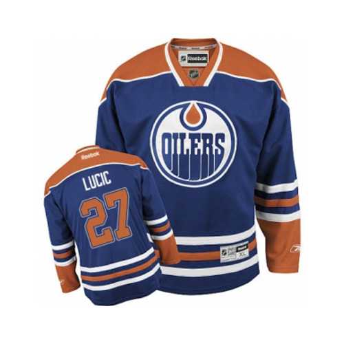 Youth Edmonton Oilers #27 Milan Lucic Royal Blue Home NHL Jersey