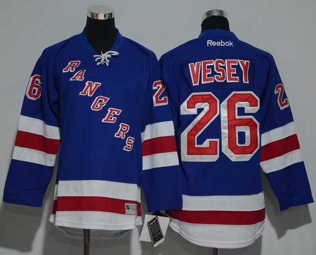 Youth New York Rangers #26 Jimmy Vesey Blue Home Stitched NHL Jersey