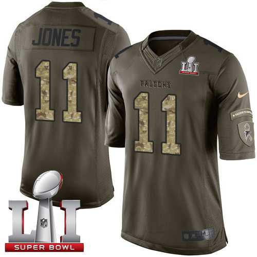 Youth Nike Atlanta Falcons #11 Julio Jones Green Super Bowl LI 51 Stitched NFL Limited Salute to Service Jersey